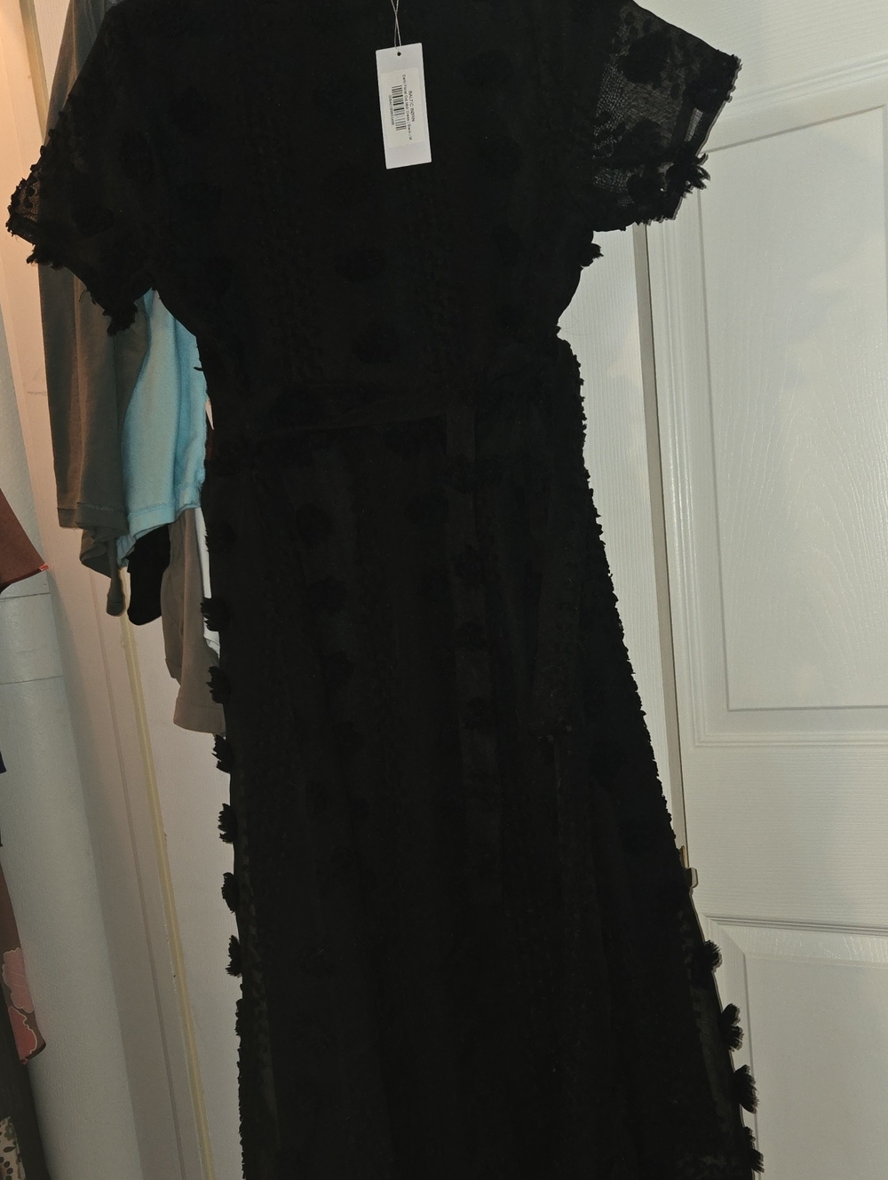 Baltic Born Black Midi Dress with Pom Trim